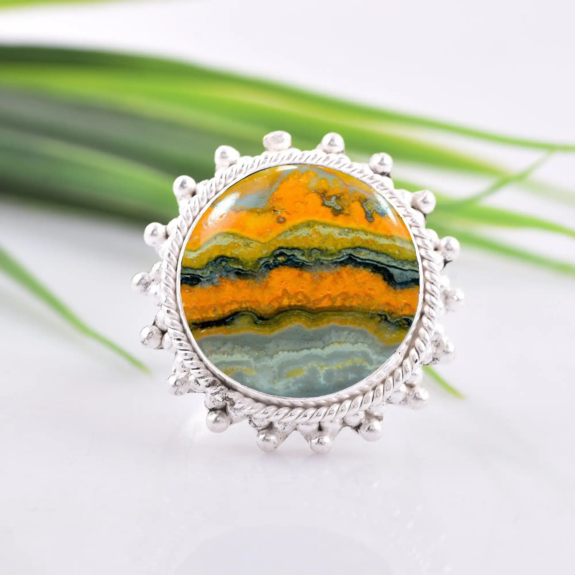 Mind Blowing Natural Bumble Jasper 925 Sterling Silver Ring Jasper Round Jewelry Unique Ring For Women And Girls Special Gif