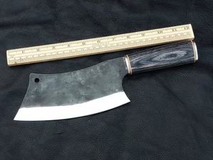 Couteau à découper en acier Damas forgé à la main, lame pleine, robuste, hachoir à viande, fait à la main, chasse en plein air, 5 pièces, cuir écologique - Product Image 5