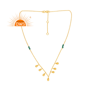Meilleure vente de collier de pierres précieuses en argent sterling plaqué or 18 carats avec perles d'onyx vert naturel Demi Fine Jewelry Manufacturer - Product Image 1