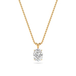 Elegante colgante solitario de diamante de corte ovalado de 0.40 ct, diamante cultivado en laboratorio en platino para fiesta de compromiso - Product Image 3