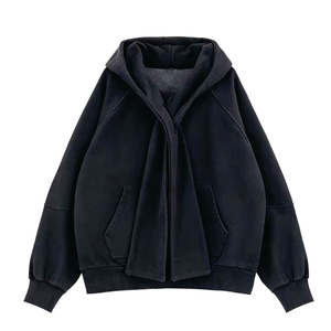 Sweat à capuche en coton avec logo personnalisé, sweat à capuche délavé à l'acide, sweat à capuche unisexe surdimensionné pour hommes - Product Image 1