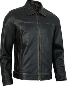 Vintage <b>Leather</b> <b>Jacket</b> <b>Men</b> Real Lambskin Classic Turn Down Collar <b>Leather</b> <b>Jackets</b> For <b>Men</b> - Product Image 6
