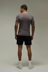 T-shirt de sport à manches courtes pour homme, gris anthracite, coupe ajustée, compression, entraînement, gym - Product Image 3
