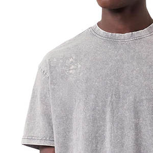 Camisetas de lavado ácido lisas de alta calidad de diseñador con logotipo personalizado al por mayor camiseta de lavado ácido 100% algodón desgastada en blanco - Product Image 4