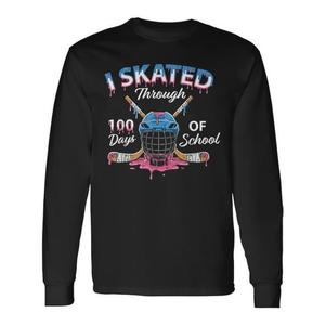 Maglietta a Maniche Lunghe per Ragazzi per il 100° Giorno di Scuola, Personalizzabile per Hockey su Ghiaccio e 100 Giorni di Scuola - Product Image 1