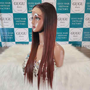 Peluca marrón para cabello virgen con encaje frontal sin pegamento 100% humano vietnamita prearrancado hueso recto de alta calidad precio al por mayor - Product Image 2