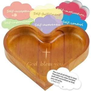 Cuenco de oración de corazón hecho a mano en forma de corazón cuenco de masa de oración religiosa de madera para cristianos religiosos de exportador indio - Product Image 3