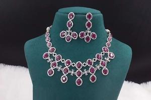 Combo de collar y aretes de joyería de piedra AD para mujer de venta de exportación para bodas y fiestas disponibles para la venta desde India - Product Image 2