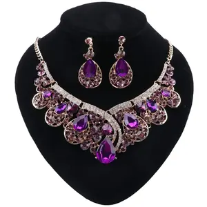 2024最佳设计皇家切割珠宝项链耳环套装女性批发阿拉伯风格珠宝套装