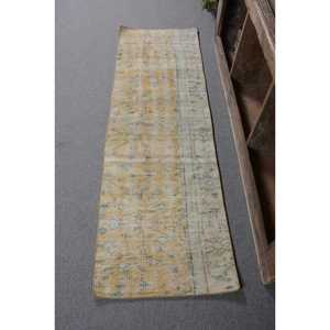 Turkish Vintage Rug 2x6.4 ft, <b>Yellow</b> Ombr Rug - Product Image 1