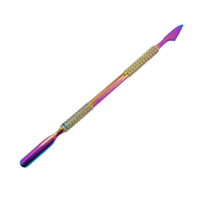 Pousse-cuticules et cuillère nettoyante pour ongles professionnels réutilisables, plaqués or, double face, en acier inoxydable