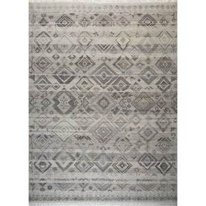 Tapis noué à la main en laine Thyme Ivory, tissage plat géométrique pour salon, puzzle rectangulaire 9x12, couloir - Product Image 1