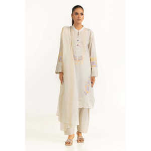 Traje de 3 Piezas en Chifón Color Crema con Bordado para Mujer, Tallas XS-XL, para Trabajo y Fiestas, Decoración con Lentejuelas y Bordados, Elegante - Product Image 3