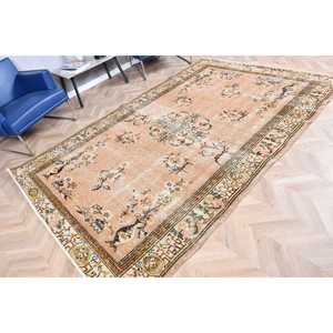 6x9.1 ft Rug, Vintage Turkish Large Rug, <b>Brown</b> <b>Wool</b> Rug - Product Image 2