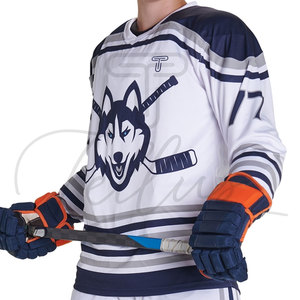 Maillot de hockey sur glace personnalisé pour équipe, sublimation, séchage rapide, respirant, 100% polyester, logo personnalisé, design uni, vente en gros - Product Image 2