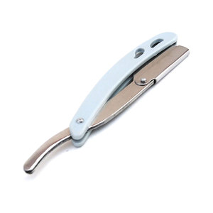 Navajas de barbero de acero inoxidable con bloqueo giratorio para afeitar bigote y barba, navaja de afeitar recta plegable con soporte para cuchillas, para barbería y salón - Product Image 5