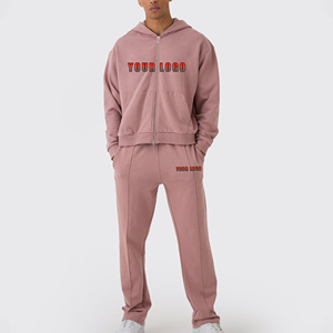 Survêtement ample à logo brodé personnalisé, best-seller, 100% coton, 300GSM, coupe ample, pantalon de jogging streetwear évasé - Product Image 3