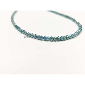 Collar de Cuentas Finas de Diamante Azul Facetado, Cuentas Naturales Azules de 1.8-2.4 mm, Hilo de 16 Pulgadas - Product Image 1