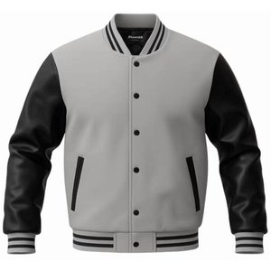 Veste universitaire pour hommes manches en cuir véritable et laine mélangée Letterman Boys College Varsity Jackets XS-5XL - Product Image 2