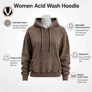 Sweat à capuche délavé pour femme, avec texture usée, coupe décontractée et confort doux pour un style streetwear moderne et quotidien. - Product Image 6