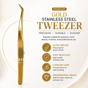 Juego de Pinzas para Pestañas Doradas, Pinzas de Precisión para Extensión de Pestañas, Rectas, Curvas y Anguladas, de Acero Inoxidable, Duraderas y Profesionales - Product Image 2