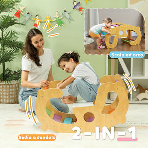 AIYAPLAY 2 in 1 <b>Montessori</b> Arch and Rocking Chair Indoor Play <b>Toy</b> for Children, Pine <b>Wood</b>, 91x41x48 cm - Product Image 4