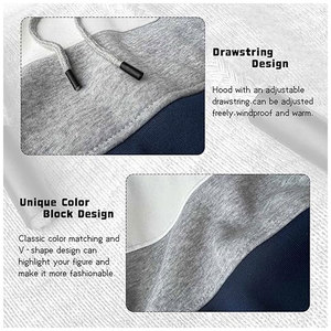 Wholesale Plus Size <b>Men's</b> Winter Fleece Sweatshirts Custom Logo Embroidered Hoodies Long Sleeves Solid Pattern <b>Pouch</b>-style Hood - Product Image 4
