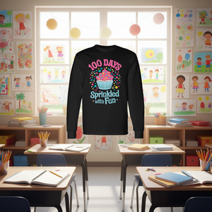 100 Days <b>Sprinkled</b> With Fun <b>Cupcake</b> Long Sleeve T-Shirt - Product Image 3