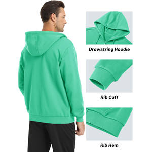 Diseños personalizados de los hombres de algodón con capucha de lana cremallera suéter con capucha bordada patrón sólido primavera y otoño tendencia sudaderas con capucha - Product Image 5