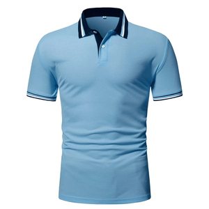 เสื้อโปโลผู้ชายคุณภาพเยี่ยมสวมด้านนอกเสื้อโปโลสีทึบสะดวกสบายขายดีเสื้อโปโลผู้ชายออกแบบใหม่ล่าสุด - Product Image 1