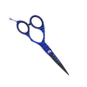 Ciseaux de salon en acier inoxydable tranchants avec poignée enduite bleue de haute qualité avec repose-doigt réglable - Product Image 5