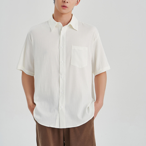 เสื้อเชิ้ตผู้ชายแขนยาวสำหรับใส่ทำงานผ้าคอตตอนผ้าทอลายทแยงแห้งเร็วป้องกันการเกิดรอยยับ - Product Image 5