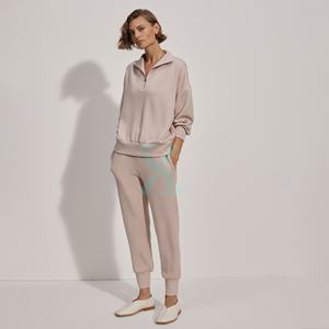 Vente en gros, coupe ample, pull à demi-fermeture éclair, sweats chauds pour femmes, sweat-shirts en coton molletonné personnalisé 1/4 avec fermeture éclair pour femmes - Product Image 2