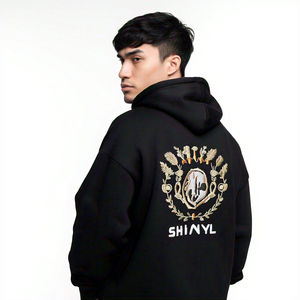 Sweat à capuche surdimensionné en molleton respirant imperméable pour hommes, brodé et imprimé sur mesure 100% coton pour l'hiver-Service OEM - Product Image 3