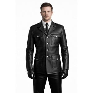 Men's Genuine <b>Leather</b> Stand Collar Waterproof Eco-Friendly Outerwear <b>Jacket</b> Wholesale High Quality Zipper <b>Long</b> Sleeve - Product Image 1