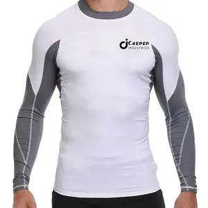 Custom Logo Gym Shirt Rash Guard Zonwering Kleding Heren Compressie Shirts Aangepast Digitaal Bedrukt Mma Rash Guards