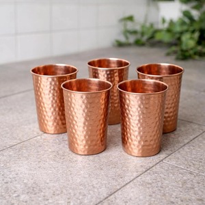 Ayurvedic copper tumbler Copper water for health Drinking water copper <b>glass</b> Ayurvedic copper <b>glass</b> <b>set</b> Health copper water - Product Image 4