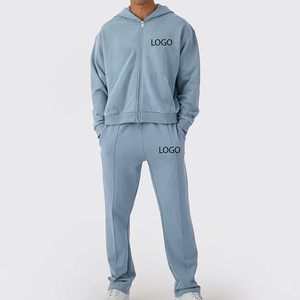 Conjunto Deportivo Informal con Logotipo Personalizado, Sudadera Corta con Capucha y Pantalones Deportivos, Conjunto de Dos Piezas para Hombre - Product Image 4