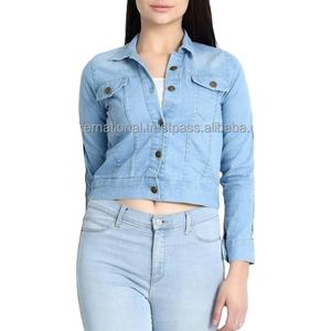 Venta caliente Denim Jean chaqueta para mujer tendencia moda Streetwear camionero chaquetas abrigos al por mayor y personalizado transpirable - Product Image 1