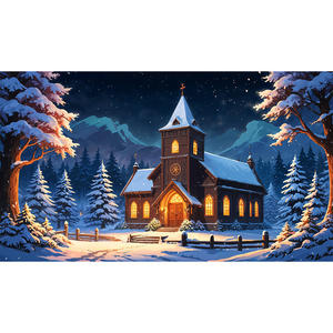 Kit di Pittura <span class=keywords><strong>Diamante</strong></span> 5D Fai-da-Te OEM 2026, Tema Casa Natalizia, con Diamanti Acrilici Rotondi per Famiglia - Product Image 1