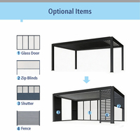Pavillon de jardin en aluminium avec finition bois, style rustique, aspect naturel, espace de vie extérieur, terrasse, balcon