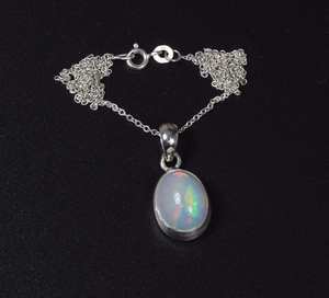 Ethiopian Opal Sterling Silver Pendant Gemstone <b>Necklace</b> October <b>Birthstone</b> Handmade Elegant Unique Gift for Women & Children - Product Image 5