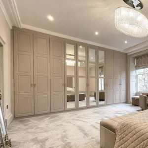 BALOM Meubles de chambre à coucher modernes en bois sur mesure, armoire avec <span class=keywords><strong>porte</strong></span> coulissante en verre et miroir, grand <span class=keywords><strong>placard</strong></span> de rangement - Product Image 1