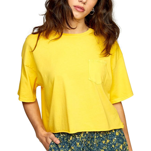 T-shirt en coton personnalisé pour femmes T-shirt à col rond à manches courtes à col torsadé avec motif imprimé classique - Product Image 1