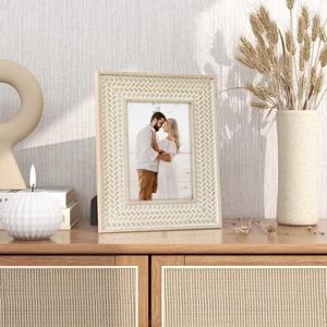 กรอบรูปหวายธรรมชาติขนาด5x7นิ้วกรอบรูปตกแต่งบ้านสไตล์โบฮีเมียนตกแต่งผนังโต๊ะสำหรับแม่ยายเพื่อนครอบครัว - Product Image 4