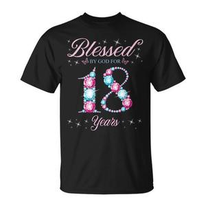 Camiseta de Cumpleaños Número 18 para Mujer, Estampado 'Blessed by God for 18 Years', Camiseta Promocional Premium - Product Image 1
