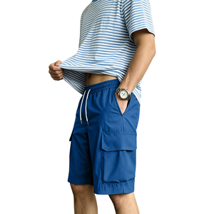 Men's <b>Lightweight</b> Knitted 100% Cotton <b>Cargo</b> Bermuda <b>Shorts</b> Breathable Quick Dry Elastic Drawstring Waist Multiple Pockets Casual - Product Image 5