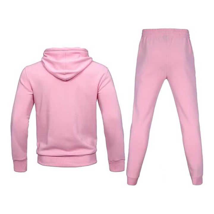Custom Men's 2-Piece Streetwear Track Suits Casual Jogger Sweatshirts & Sweatpants Plain Fleece Zipper Closure Features Logo