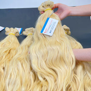Prêt à Expédier 100% Vierge Vietnamien Naturel Ondulé Trame Haute Qualité Blonde Extensions de Cheveux Humains - Product Image 1