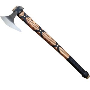 Hache viking artisanale, tête en acier à haute teneur en carbone, manche en cuir - Product Image 1